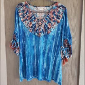 Belle Kim Gravel Ikat Top